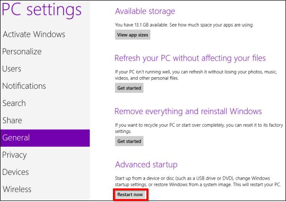 windows 8 restart boot menu